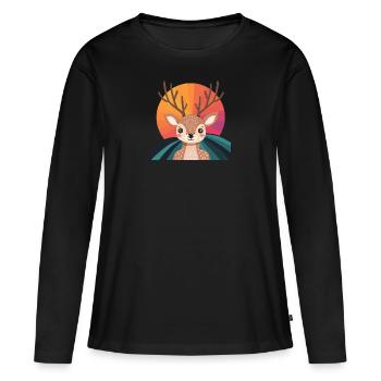 Bois de cerf Chasse au cerf - T-shirt manches longues Premium bio Femme - noir - Devant - Julia (174cm)