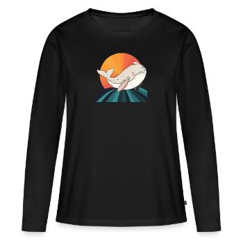 Meeresleben Wal Meerestier - Frauen Premium Bio Langarmshirt - Schwarz - Vorne - Julia (174cm)