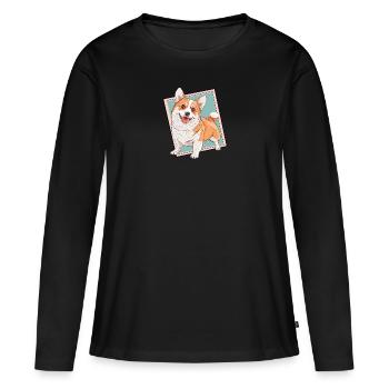 Chien Amoureux des chiens - T-shirt manches longues Premium bio Femme - noir - Devant - Julia (174cm)