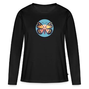 Butterfly Animal Lover A - Women's Premium Organic Long Sleeve Shirt - black - Front - Julia (174cm)