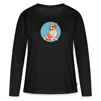 Chien Amoureux des chiens - T-shirt manches longues Premium bio Femme - noir - Devant - Julia (174cm)