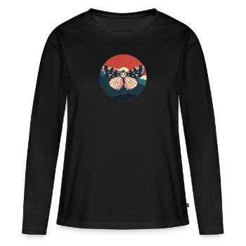 papillon papillon papillons - T-shirt manches longues Premium bio Femme - noir - Devant - Julia (174cm)