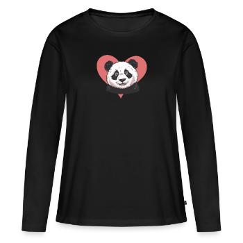 Panda Grizzli - T-shirt manches longues Premium bio Femme - noir - Devant - Julia (174cm)