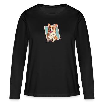 Chien Border Collie Dresseur de chiens - T-shirt manches longues Premium bio Femme - noir - Devant - Julia (174cm)