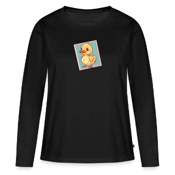 Oiseau à bec de canard - T-shirt manches longues Premium bio Femme - noir - Devant - Julia (174cm)