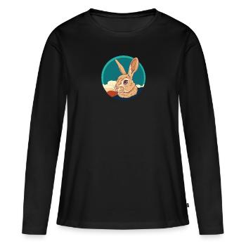 Lapin à dents de lapin Bunny - T-shirt manches longues Premium bio Femme - noir - Devant - Julia (174cm)