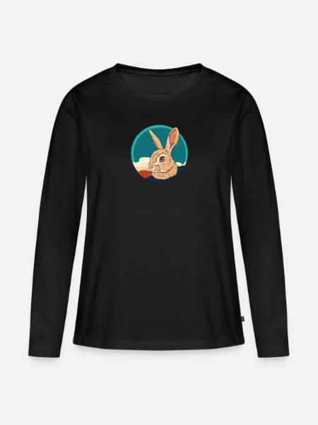 Hasenzahn Hase Hasen - Frauen Premium Bio Langarmshirt - Schwarz