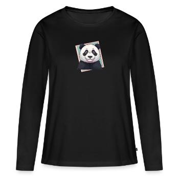 Panda Aussie - Frauen Premium Bio Langarmshirt - Schwarz - Vorne - Julia (174cm)