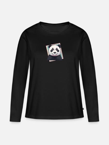 Panda Aussie - Frauen Premium Bio Langarmshirt - Schwarz