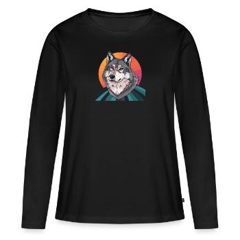 Wolves Full Moon Wolf - Women's Premium Organic Long Sleeve Shirt - black - Front - Julia (174cm)
