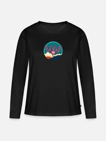 Fledermaus Fledermäuse Flügel - Frauen Premium Bio Langarmshirt - Schwarz