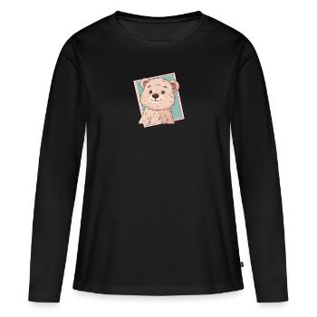Baer Waldtier Eisbär - Frauen Premium Bio Langarmshirt - Schwarz - Vorne - Julia (174cm)