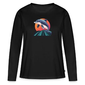 Dolphin Marine Animals - Women's Premium Organic Long Sleeve Shirt - black - Front - Julia (174cm)