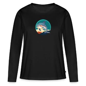 Dolphin Sea Creatures - Women's Premium Organic Long Sleeve Shirt - black - Front - Julia (174cm)