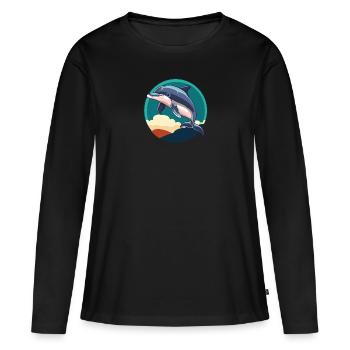 Dolphin Sea Sea Animals - Women's Premium Organic Long Sleeve Shirt - black - Front - Julia (174cm)