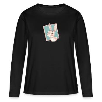 Lapin de Pâques à dents de lapin - T-shirt manches longues Premium bio Femme - noir - Devant - Julia (174cm)
