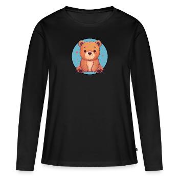 Baer Ours en peluche Habitant de la forêt - T-shirt manches longues Premium bio Femme - noir - Devant - Julia (174cm)