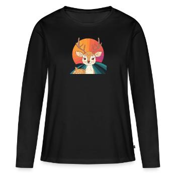 Forêt de cerfs Habitants de la forêt - T-shirt manches longues Premium bio Femme - noir - Devant - Julia (174cm)