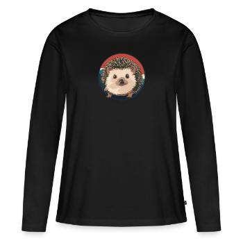 Spitz hérisson - T-shirt manches longues Premium bio Femme - noir - Devant - Julia (174cm)