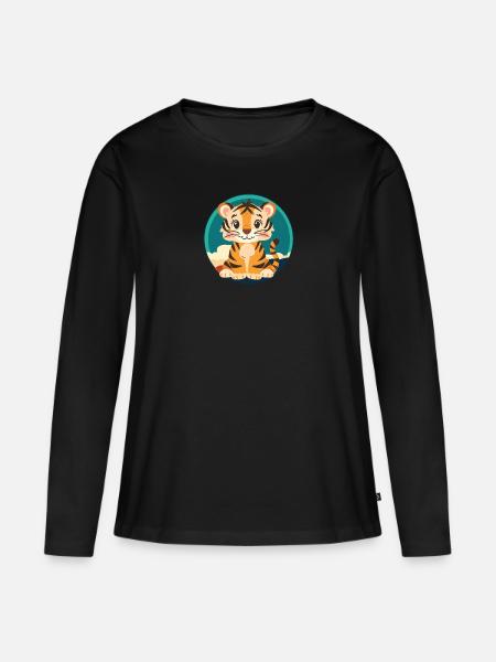 Tiger Wild Cat Leopard - Frauen Premium Bio Langarmshirt - Schwarz