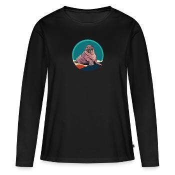 Animaux marins du morse - T-shirt manches longues Premium bio Femme - noir - Devant - Julia (174cm)