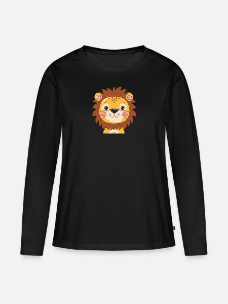Loewe Mähne - Frauen Premium Bio Langarmshirt - Schwarz