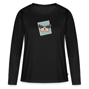 Schmetterling Tier Schmetterlinge - Frauen Premium Bio Langarmshirt - Schwarz - Vorne - Julia (174cm)