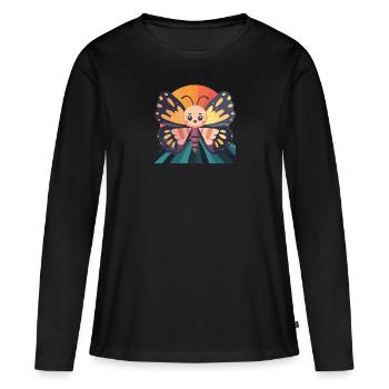 Papillon Animaux Été - T-shirt manches longues Premium bio Femme - noir - Devant - Julia (174cm)