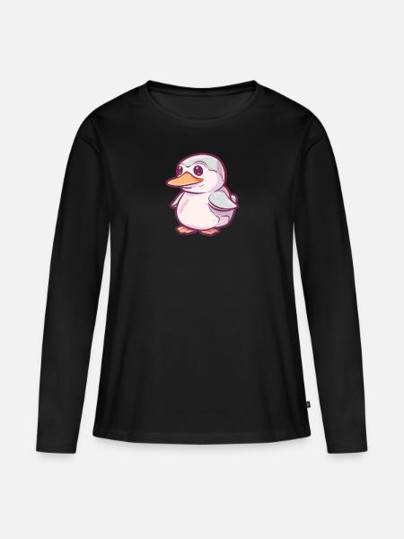 Quak Schnabel Vogel - Frauen Premium Bio Langarmshirt - Schwarz
