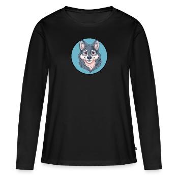 Wölfe Vollmond - Frauen Premium Bio Langarmshirt - Schwarz - Vorne - Julia (174cm)