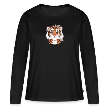 Tigre Loup Léopard - T-shirt manches longues Premium bio Femme - noir - Devant - Julia (174cm)