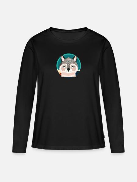 Wolf Rudel Wolfpack - Frauen Premium Bio Langarmshirt - Schwarz