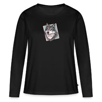 Loup Loup-Garou Husky - T-shirt manches longues Premium bio Femme - noir - Devant - Julia (174cm)