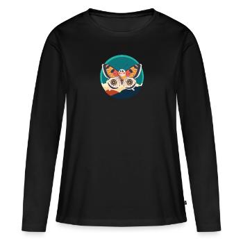 Schmetterling Waldbewohner Tierliebhaber - Frauen Premium Bio Langarmshirt - Schwarz - Vorne - Julia (174cm)
