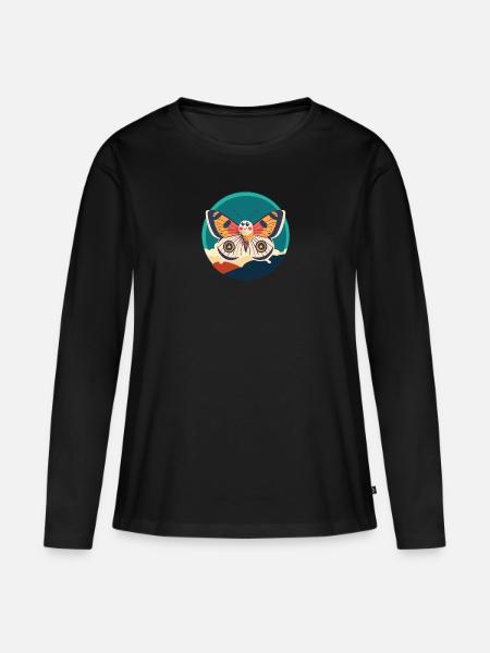 Schmetterling Waldbewohner Tierliebhaber - Frauen Premium Bio Langarmshirt - Schwarz