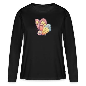 Papillon Été Printemps - T-shirt manches longues Premium bio Femme - noir - Devant - Julia (174cm)