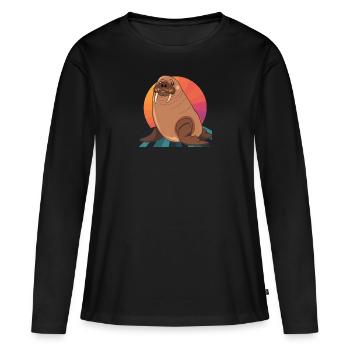 Walrus Alaska Sea Animal - Women's Premium Organic Long Sleeve Shirt - black - Front - Julia (174cm)