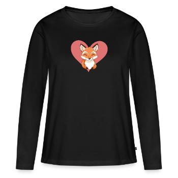 Fuchs Fox Waldtier - Frauen Premium Bio Langarmshirt - Schwarz - Vorne - Julia (174cm)