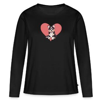 Dresseur de chiens Rottweiler - T-shirt manches longues Premium bio Femme - noir - Devant - Julia (174cm)