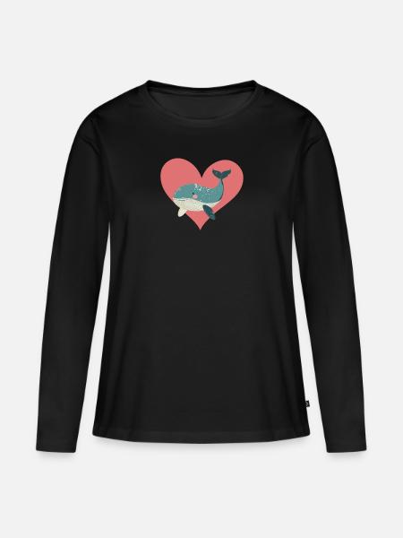 Meerestiere Wal Meeresleben - Frauen Premium Bio Langarmshirt - Schwarz