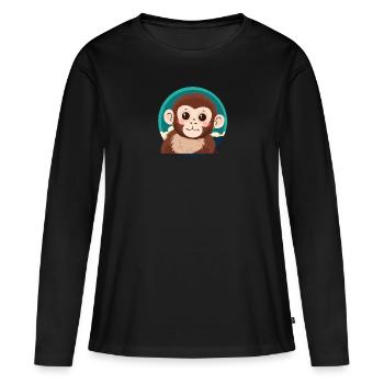 Monkey Zoo Animal Monkey - Women's Premium Organic Long Sleeve Shirt - black - Front - Julia (174cm)