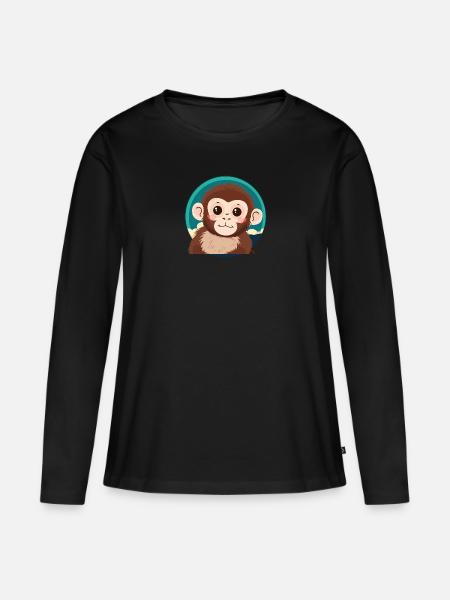 Affe Zootier Affen - Frauen Premium Bio Langarmshirt - Schwarz