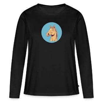 Chevaux Cavaliers Sabots - T-shirt manches longues Premium bio Femme - noir - Devant - Julia (174cm)