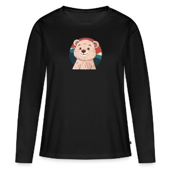 Baer Waldtier Grizzly - Frauen Premium Bio Langarmshirt - Schwarz - Vorne - Julia (174cm)