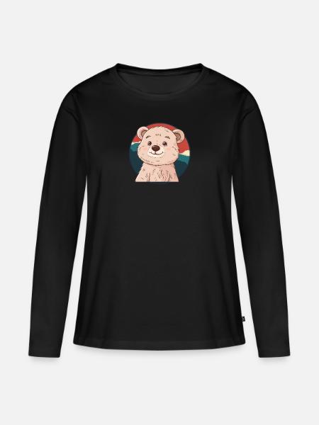 Baer Waldtier Grizzly - Frauen Premium Bio Langarmshirt - Schwarz