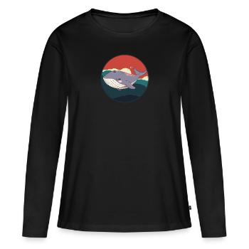 Meeresleben Unter Wasser Meerestier - Frauen Premium Bio Langarmshirt - Schwarz - Vorne - Julia (174cm)