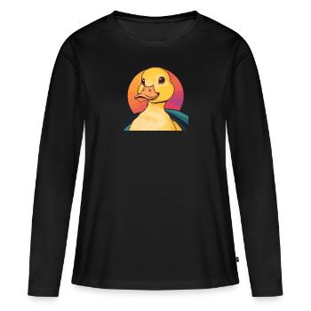 Caneton oiseau canard - T-shirt manches longues Premium bio Femme - noir - Devant - Julia (174cm)