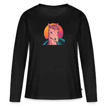 Horses Pony Farm Riders - Women's Premium Organic Long Sleeve Shirt - black - Front - Julia (174cm)