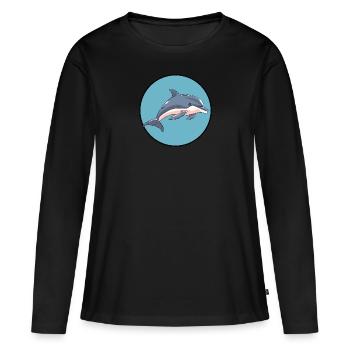Dolphin Sea - Women's Premium Organic Long Sleeve Shirt - black - Front - Julia (174cm)