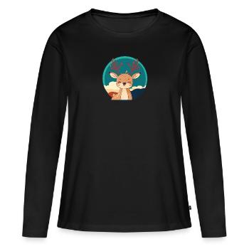 Bois de cerf Chasse au cerf - T-shirt manches longues Premium bio Femme - noir - Devant - Julia (174cm)